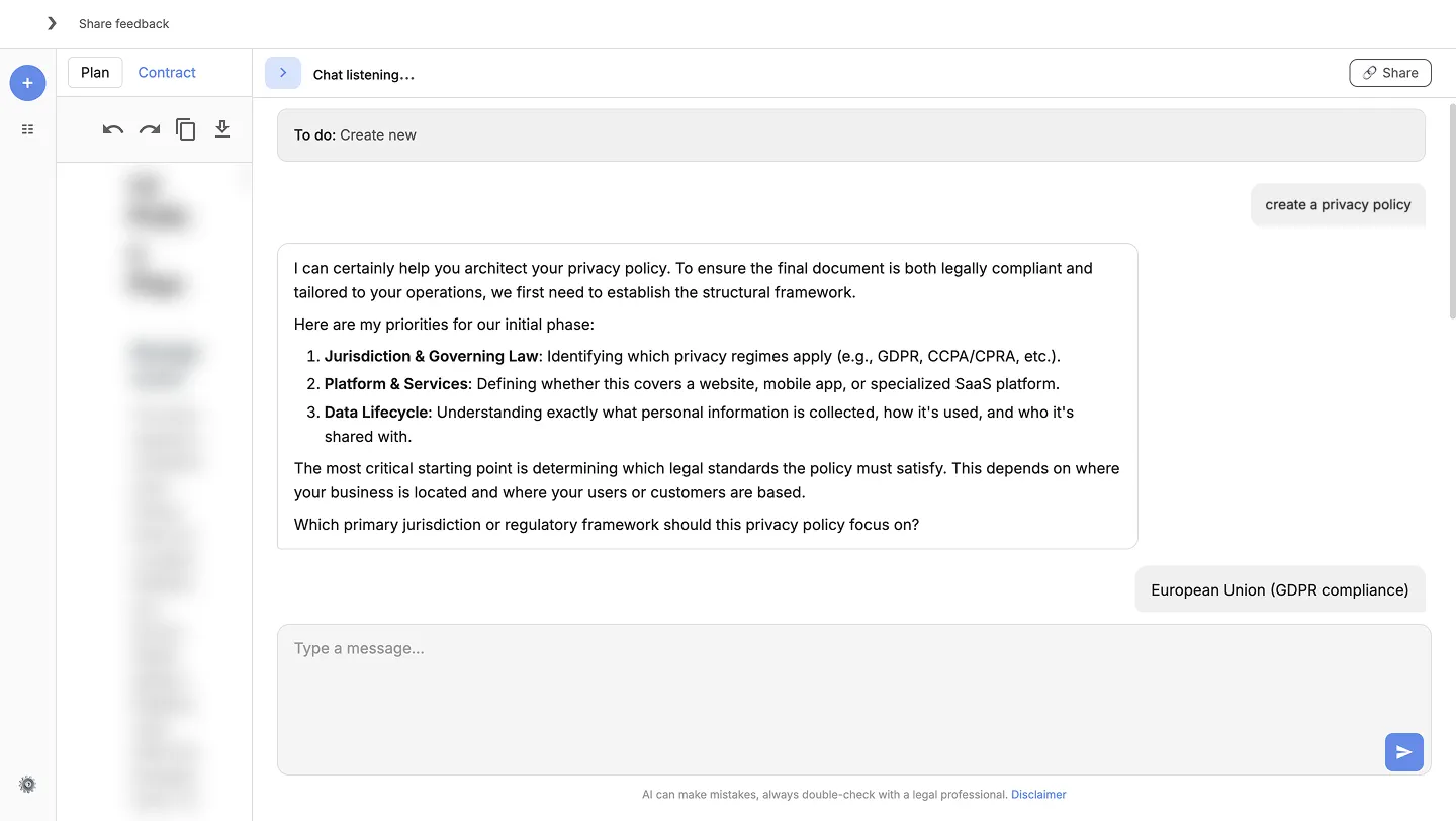 February AI assistant conversation with inline answer buttons